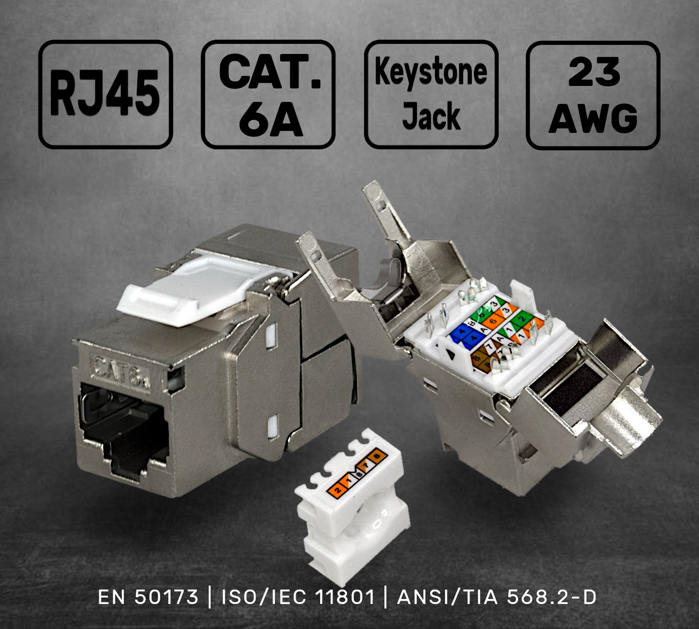 SCP CAT6A-SH-JACK-WT Gniazdo RJ45 keystone jack 10Gb kat. 6A
