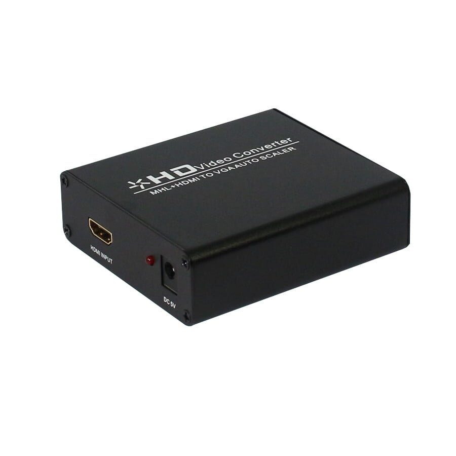 Skaler HDMI na VGA, obsługa MHL, z wyjściem audio stereo jack 3,5mm. Zgodny z HDMI 1.3 DVI 1.0, MHL 2.0