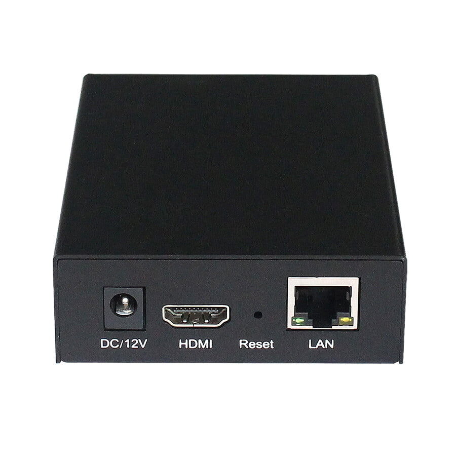 Sprzętowy enkoder audio wideo HDMI H.264 AVC na IP LAN. Wsparcie 1080p@60Hz, multicasting, Protokoły UDP, HTTP, RTSP, RTMP, ONVIF, 1Gbit LAN, interfejs WWW.