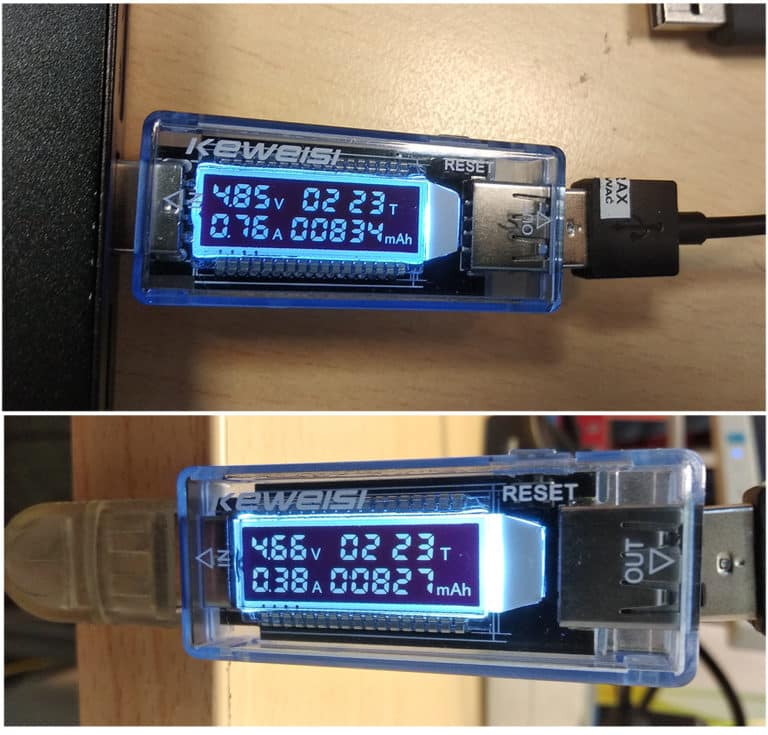 USB voltage and current vs extender