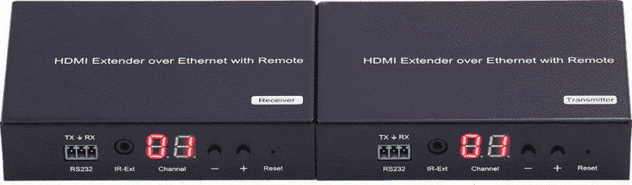 H.264 HDMI over IP Extender, with LED, Remote, POE, RS232