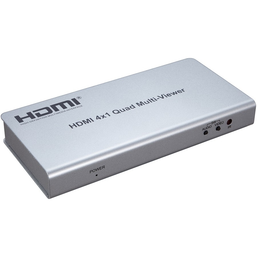 Multiviewer, przełącznik czterech wejść HDMI na jedno wyjście quad HDMI z przełączaniem bezszwowym. Maksymalna obsługiwana rozdzielczość: 1080p 60Hz. Możliwość ustawienia do 4 trybów okien. Obsługiwane audio na wyjściu: PCM2.0.