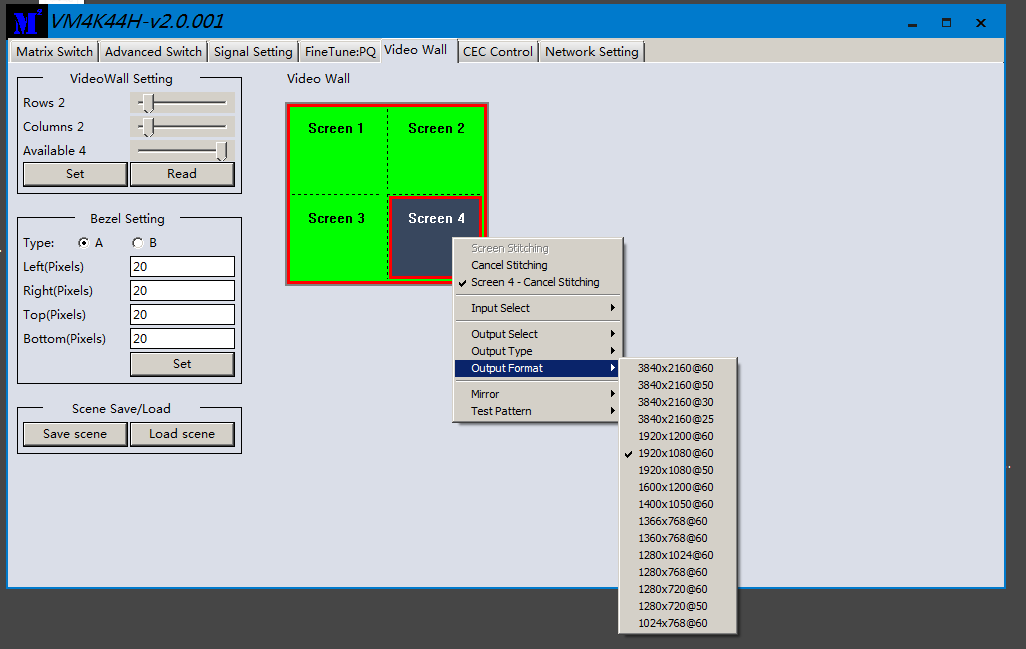 Seamless HDMI 4x4 matrix VideoWall 18Gbps 4K60