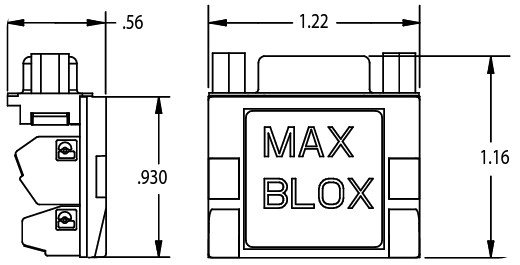 BTX MaxBlox CD-MX9M konektor 9-pinowy - wymiary