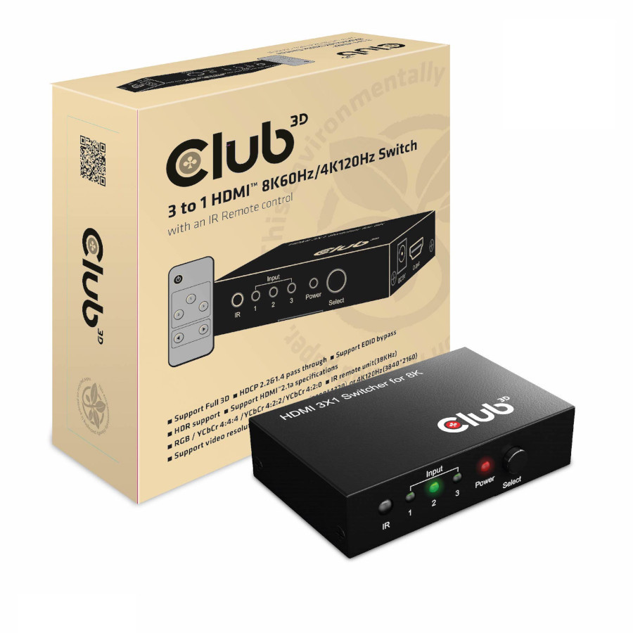 CSV-1381 Przełącznik HDMI 3x1 Switchbox HDMI 2.1 UHD