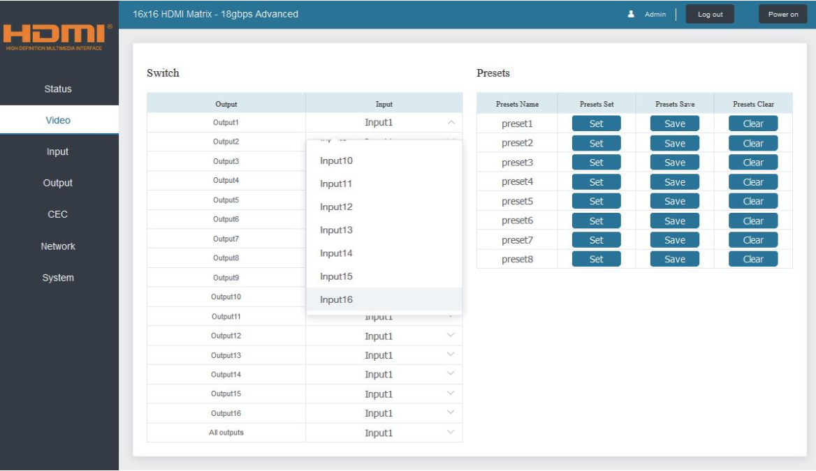 HDP-MXB1616 - webGUI - Video