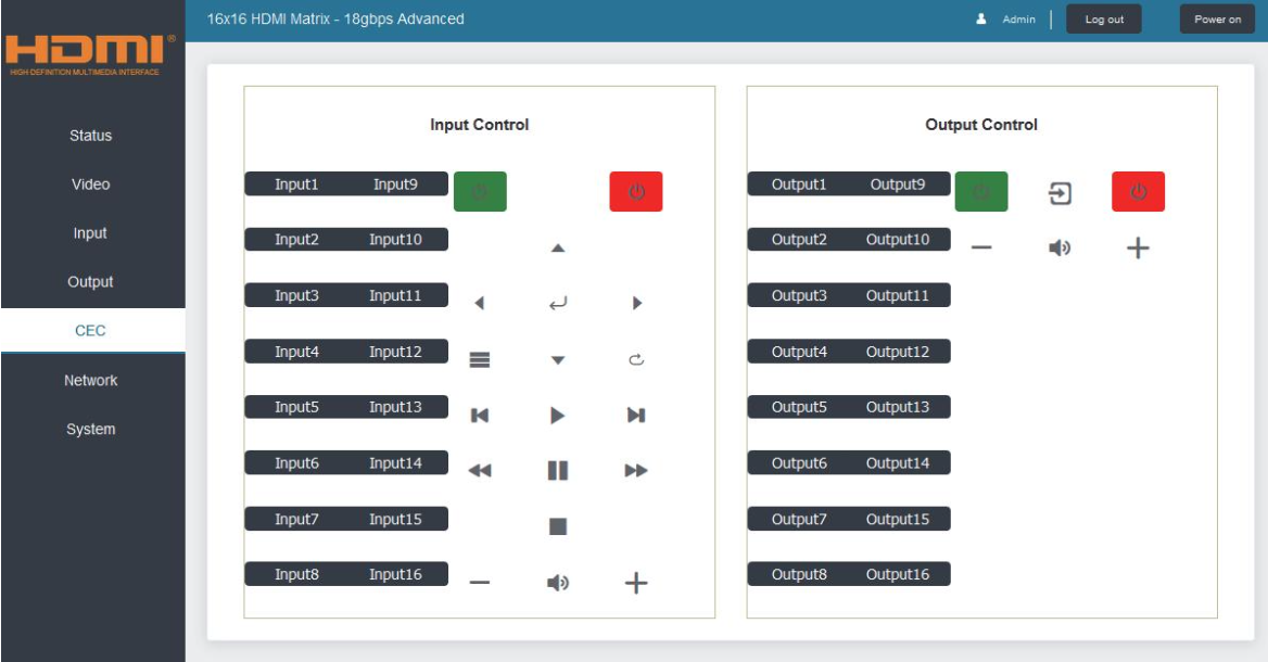 HDP-MXB1616 - webGUI - CEC