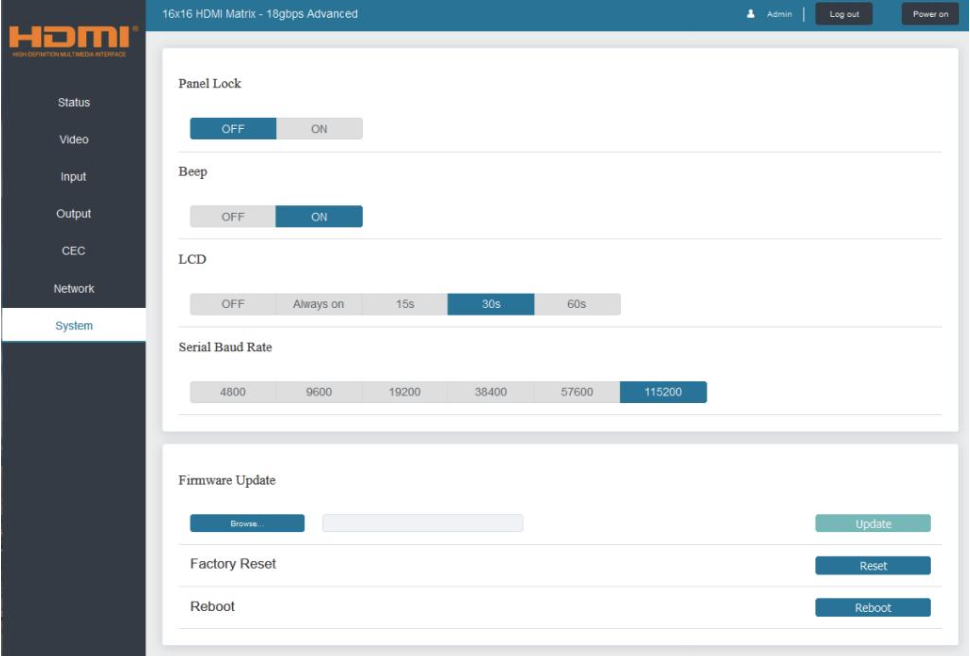 HDP-MXB1616 - webGUI - System