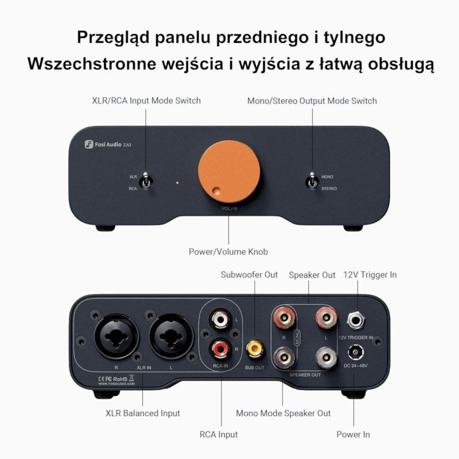 Fosi Audio ZA3 Symetryczny Wzmacniacz Mono / Stereo klasy D - obrazek 2