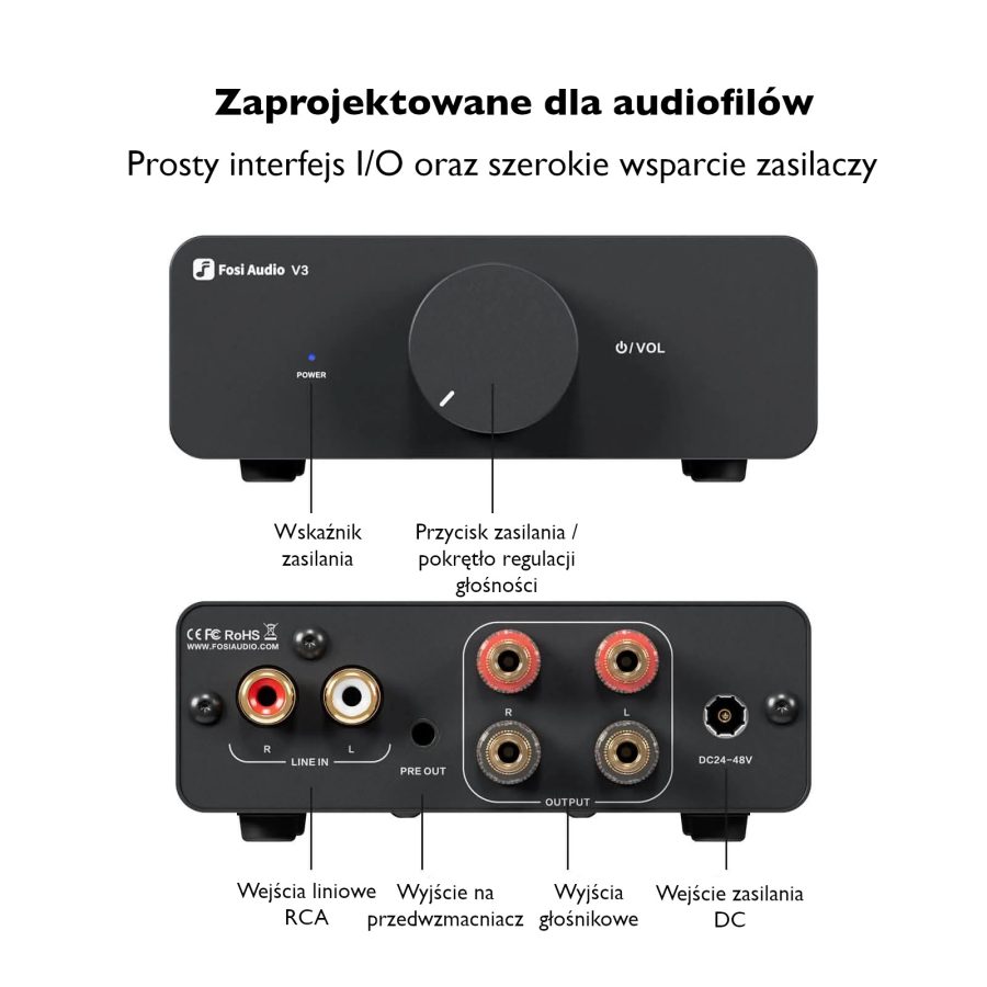Fosi Audio V3 Mini Stereo Wzmacniacz audio 2x 300W - obrazek 2