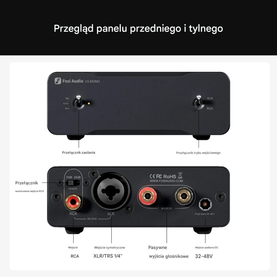 Fosi Audio V3 Mono wzmacniacz mocy 240W 4Ω - obrazek 4