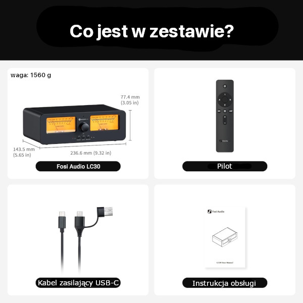 Fosi Audio LC30-Y package content