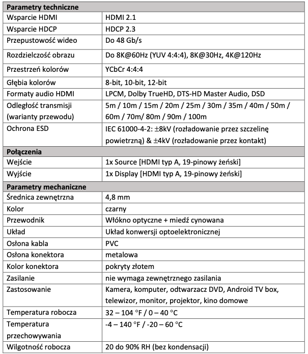HDF-HD21 technical parameters