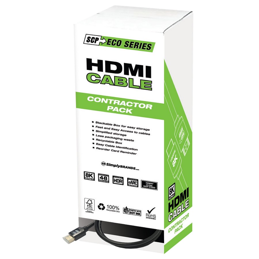 SCP 992ECO Pakiet instalacyjny HDMI 8K Kabel 8K HDMI 2.1 10 / 15 / 20 szt. – różne długości