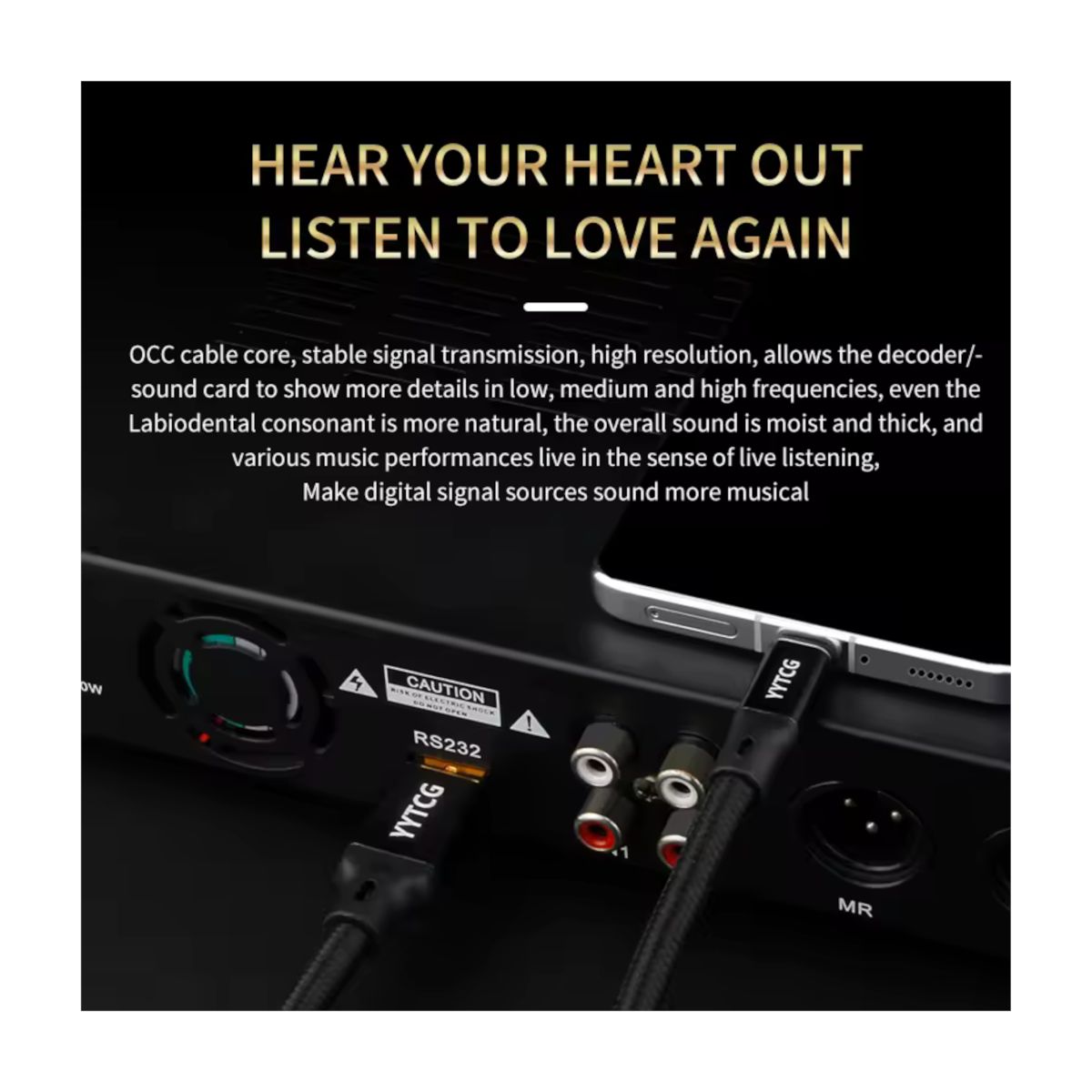 Kabel USB audio HiFi YYTCG 6N DAC OCC typu B do C ze srebrną powłoką 0,5m - obrazek 3