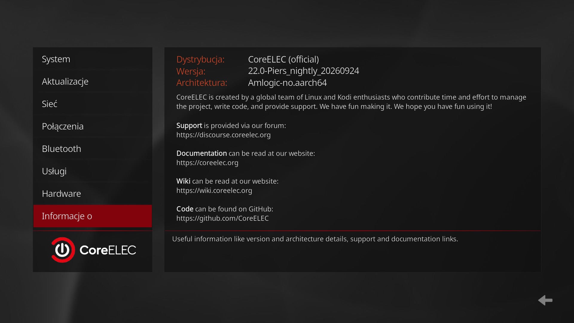 CoreELEC 22 - CE settings